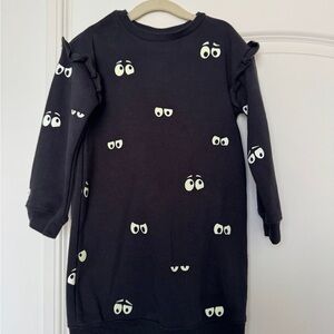 GAP Glow in the dark Halloween Black Dress with Eye Print Size 5